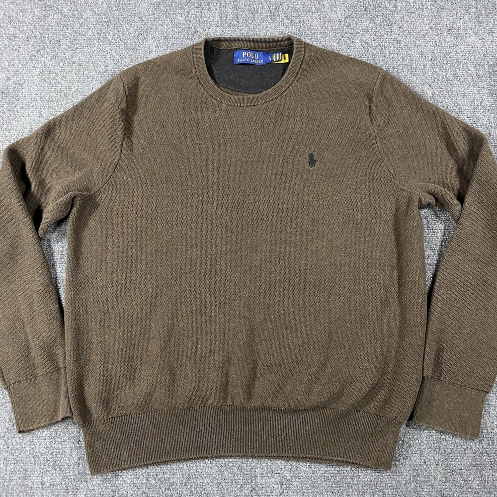 Polo Ralph Lauren Sweater Mens Large Brown Cotton Knit Pullover Pony Preppy Boxy